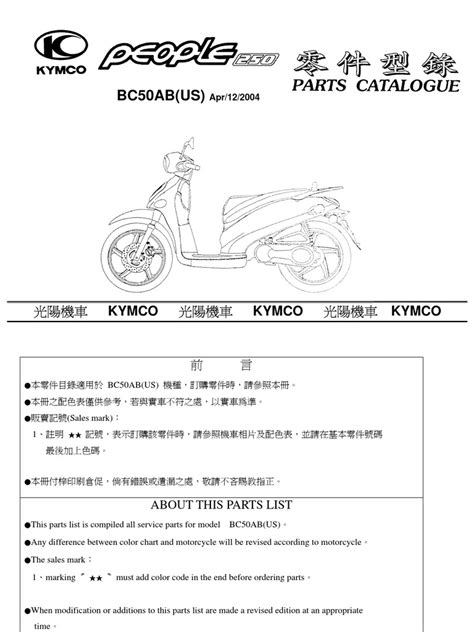 Kymco People 250 Parts Catalog | PDF