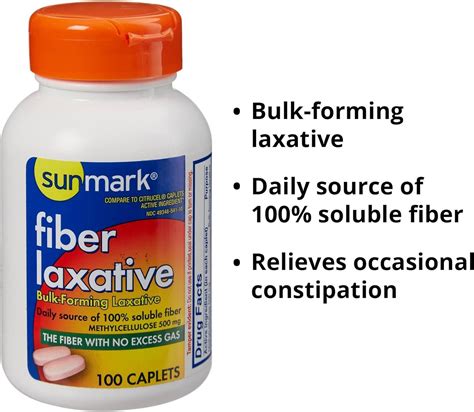 Sunmark Fiber Laxative Caplets 500mg Bulk Forming Constipation Relief