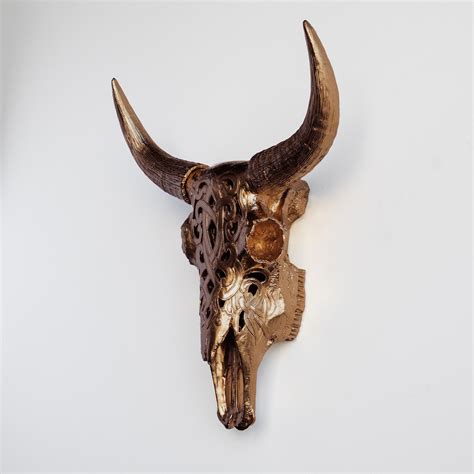 Faux Taxidermy Decorative Carved Bison Skull Wall Decor Etsy