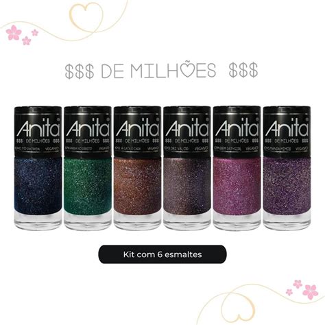 Kit Esmalte Anita Cole O De Milh Es Cores Glitter Vegano Submarino