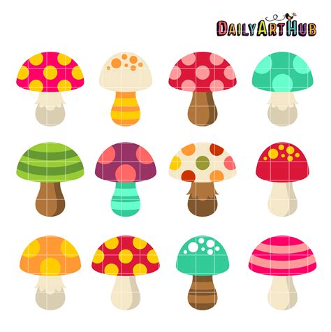 Cute Mushrooms Clip Art Set Daily Art Hub Free Clip Art Everyday