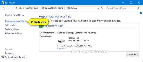 Restore Files or Folders from File History in Windows 10 | Tutorials