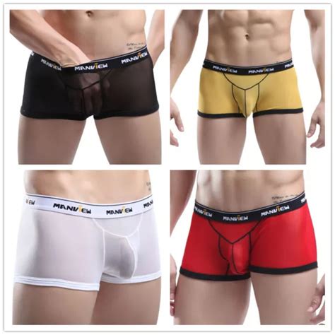 Sexy Mens Mesh See Through Stretch Boxer Briefs Shorts Trunks Lingerieunderwear £490 Picclick Uk