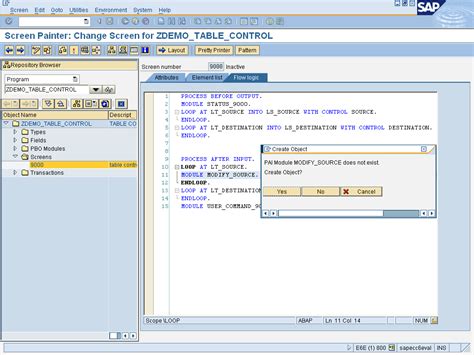 The ABAP: Manipulation of Table Control