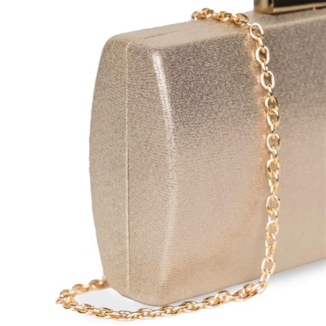 Paradox London Doria Champagne Shimmer Box Clutch Bag