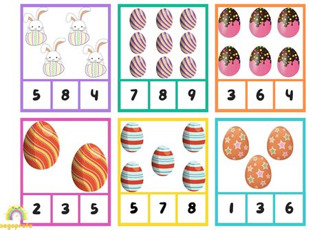 Profes Papel Tijera Tarjetas De Pascua Para Contar Easter Counting Clip Cards