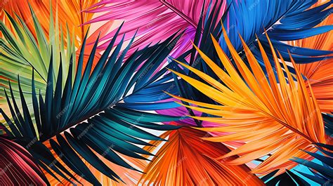 Premium Photo Tropical Rainbow Palms And Leave Wallpaper