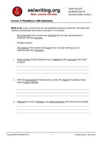 Paraphrasing Exercise Lesson Plans Worksheets Reviewed By Teachers