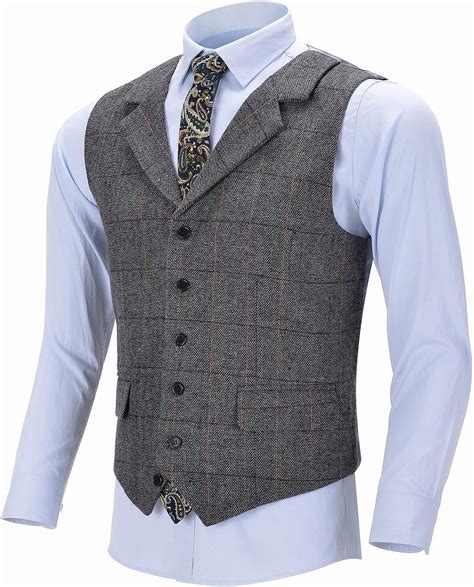 Chaleco De Traje Formal De Espiga Para Hombre Lana Tweed Ajuste