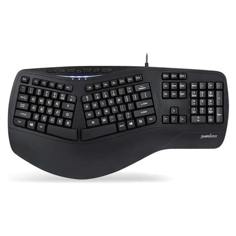 Perixx PERIBOARD 312 Ergonomic Backlit Keyboard Wired USB With 2 Hubs