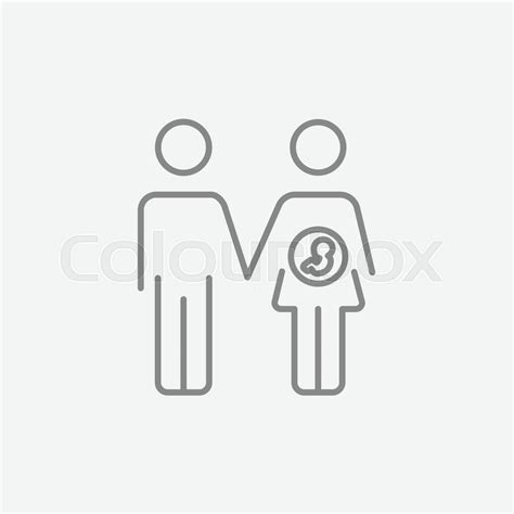 Husband With Pregnant Wife Line Icon Stock Vector Colourbox