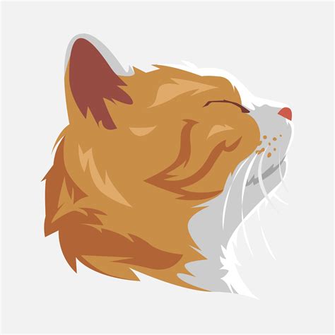 Portrait Of Cat Side View Brown Cat Face Closing Eyes Vector