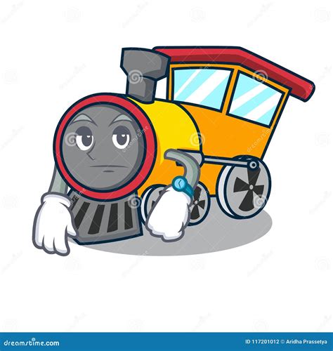 Estilo De Espera Dos Desenhos Animados Da Mascote Do Trem Ilustração do