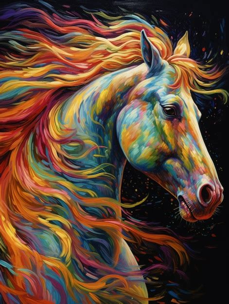 Premium AI Image | A colorful horse with a mane of colors