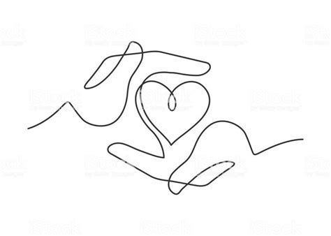 Continuous Line Drawing Of Heart Between Two Human Hands Meaning Care