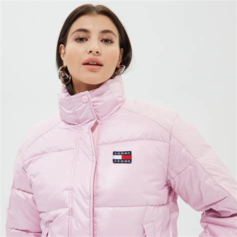 Tommy Jeans Tonal Badge Puffer Kadın Pembe Mont Kadin Ceket Mont 34