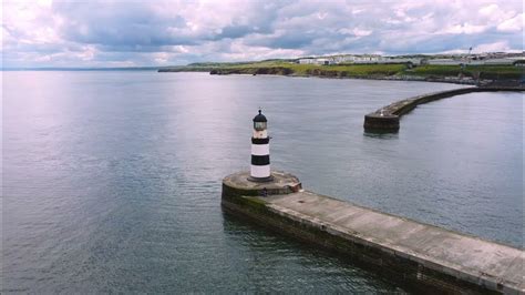 Seaham Harbour And Lighthouse 4k Cinematic Drone Footage Circling