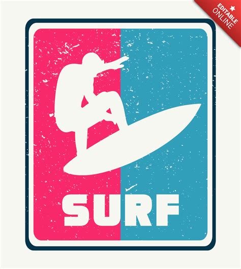 Silhouette Man Surfing Vintage T Shirt Design Template Free Design