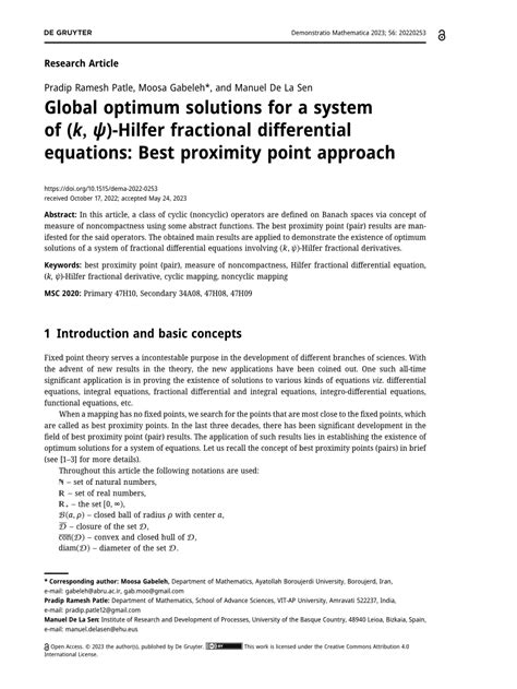 PDF Global optimum solutions for a system of k ψ Hilfer fractional