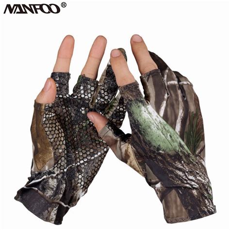 Fingerless Hunting Camo Elastic Gloves Summer Fishing Gloves Waterproof ...