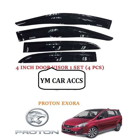 Proton Exora 10cm 4” Inch Door Visor With Logo Air Press Car Window