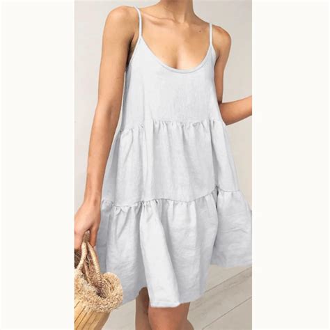 Sexy Backless Lace Up Dress Women Spaghetti Strap A Line Dress Casual