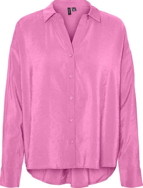 VERO MODA VMQUEENY LS OVERSIZE SHIRT WVN GA NOOS Dames Blouse Maat S