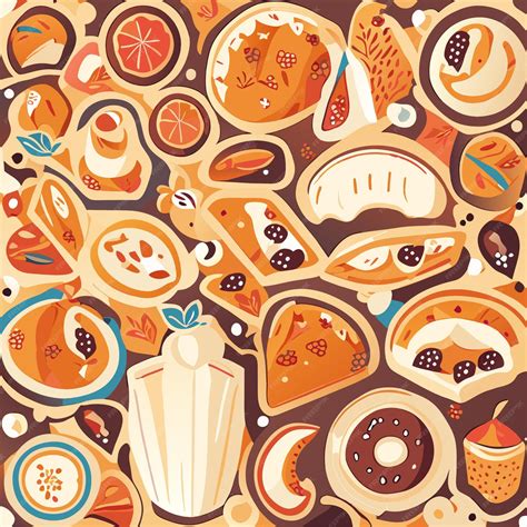 Panadería Sin Patrón O Diseño De Fondo Doodle Ilustración Vectorial Vector Premium