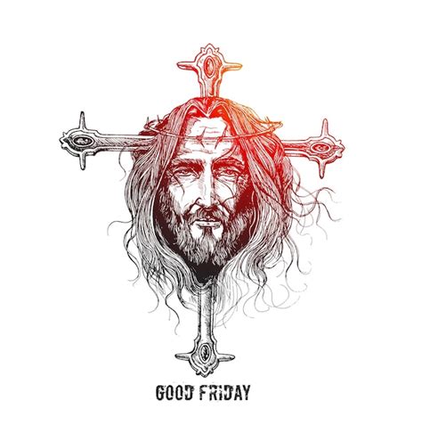 Free Vector Good Friday And Easter Jesus Face On The Cross Sketch