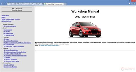 Free Auto Repair Manual : Ford Focus 2013 Workshop Repair Manual