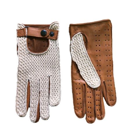 Men S Hand Made Cotton Crochet Driving Gloves Lambskin Custom Color And