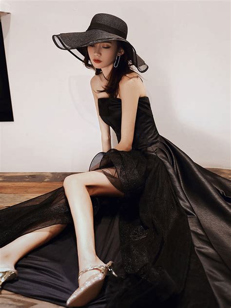 Unique Black Tulle Long Prom Dresses Black Formal Evening Dresses Toptby