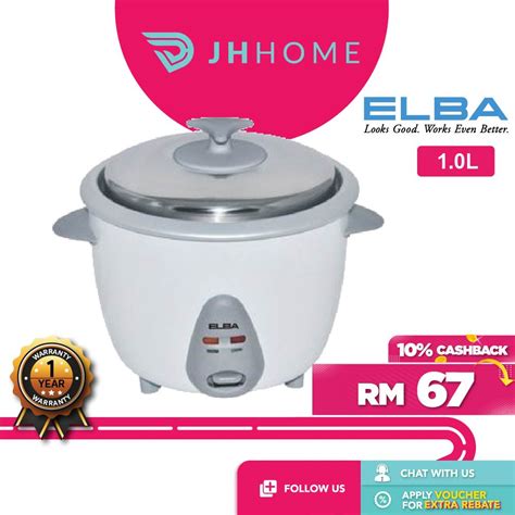 Elba Morgan Rice Cooker With Steamer Detachable Inner Pot 1 0L 400W ERC