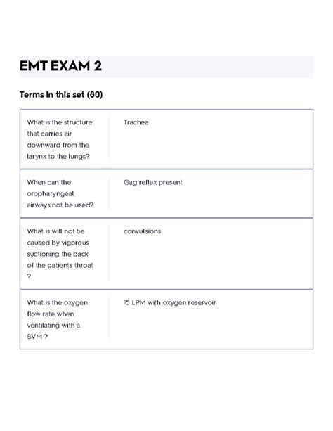 EMT EXAM 2 Flashcards Quizlet EMT EXAM 2 Terms In This Set 80 What