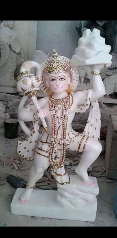 Multicolor Marble Veer Hanuman Statue For Temple Size 30 Inch At Rs