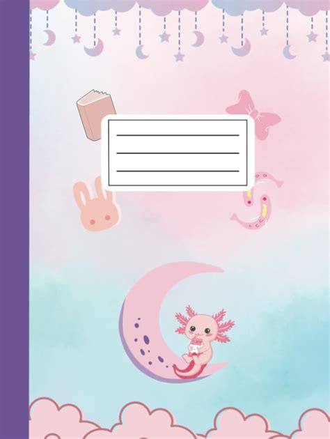 Aesthetic Axolotl Composition Notebook Cute Axolotl And Clouds