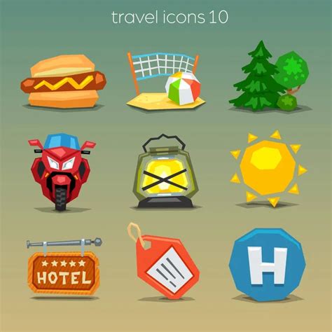 Pixel Travel Icons Set Stock Vector By Kolopach