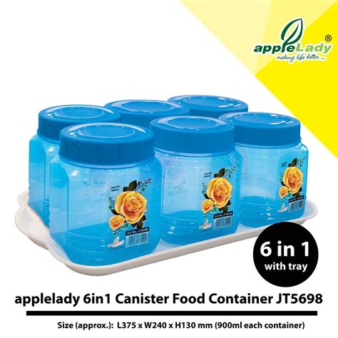 6 In 1 Canister Food Container Set Food Jar Round Container Bekas Kuih