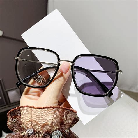 Photochromic Myopia Glasses Anti Blue Polygonal Degree Myopia