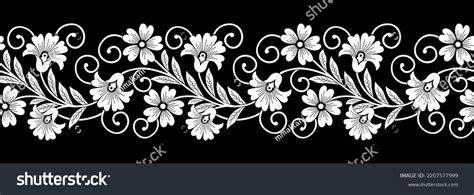 Horizontal Vector Floral Border Design Stock Vector (Royalty Free ...