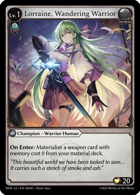 Lorraine Wandering Warrior Dawn Of Ashes St Edition Grand Archive Tcg