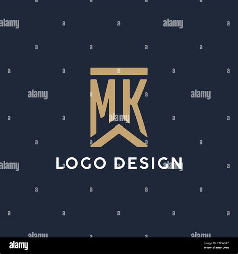 MK Initial Monogram Logo Design In A Rectangular Style With Curved Side