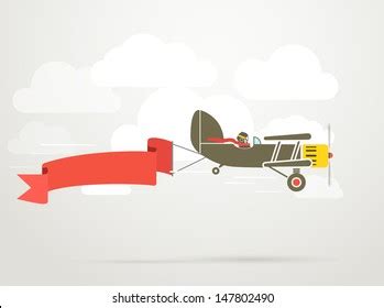 Flying Vintage Plane Banner Template Text Stock Vector Royalty Free