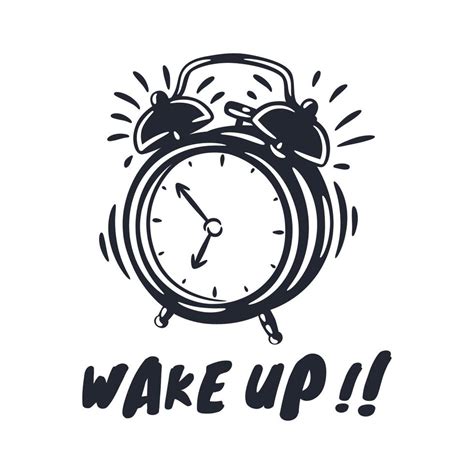 Wake Up Lettering Design With Alarm Clock 11116182 Vector Art At Vecteezy