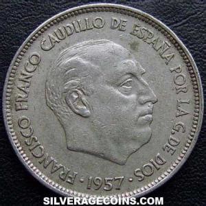 1957 59 Franco Spanish 25 Pesetas Silver Age Coins