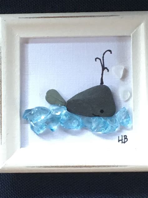 Seaglass And Beach Pebble Whale Art Home Decor Beach Lovers Etsy Sea Glass Art Glass Art