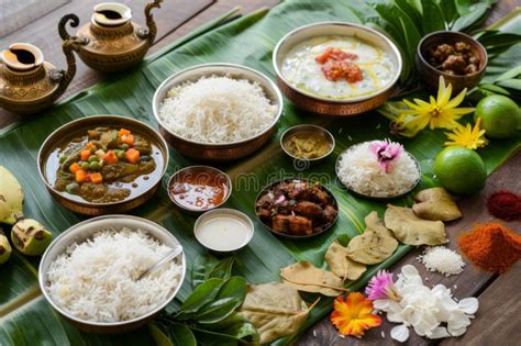 Kerala Food, Traditional Food Onam Sadya Served on a Banana Leaf on ...