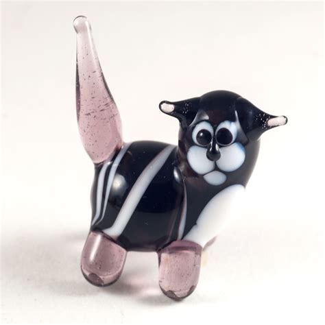 Hand Blown Glass Cat Figurine Miniature Glass Cat Figurine Etsy