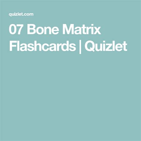 07 Bone Matrix Flashcards Quizlet