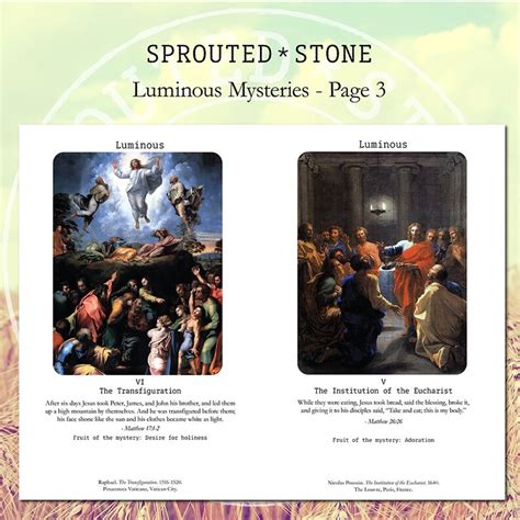 The Luminous Mysteries mysteries of the Rosary Meditation Cards - Etsy